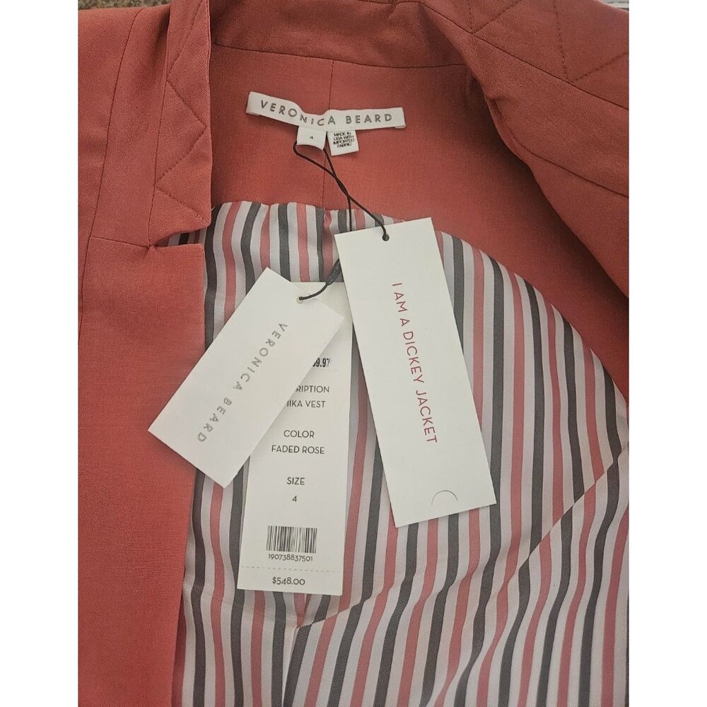 NWT Veronica Beard Amika Double Breasted Vest in Faded Rose Size 4 - Picture 6 of 8